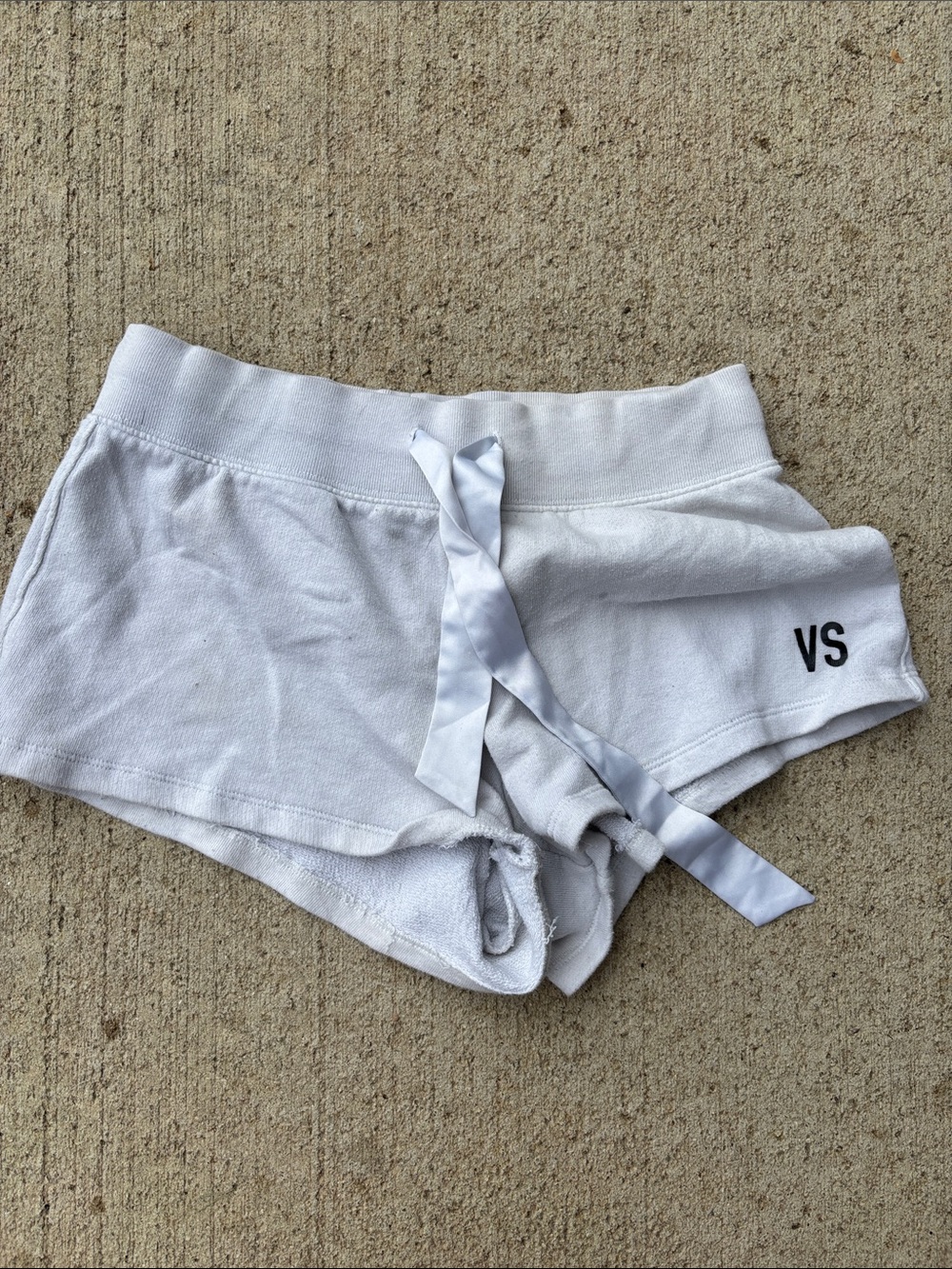 Victoria's Secret White Terry Lounge Shorts with Satin Drawstring
